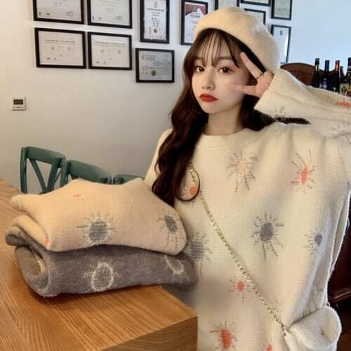 Autumn Winter Cartoon Loose Sweater Women Fashion Loose Pullover Sweater Women Long Sleeve Knitted Outwear Pull Vintage Jersey