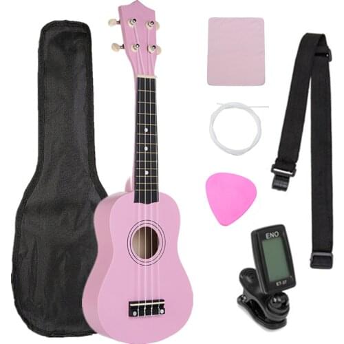 21 Inch Soprano Ukulele Basswood Uke Musical Instrument 4 Strings Hawaiian Guitar Mini Ukulele With Strap Gig bag Strings Tuner