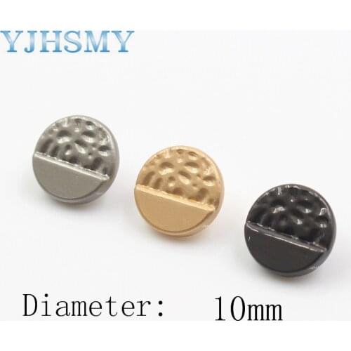YJHSMY 10pcs/Lot 10mm,Gold/Silver/Black Color,Metal Glossy decoration Buttons, garment accessories DIY materials,A-18315-6