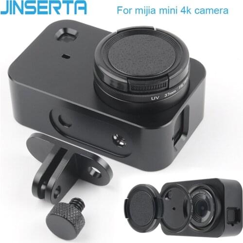 JINSERTA Protective CNC Aluminum Frame Case for Xiaomi Mijia Mini 4K Camera with 37mm UV Lens Filter +Screw Lens Cap Protector