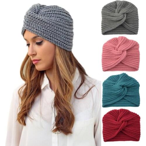 Ladies Fashion Cashmere Muslim Hat Woolen Knitted Hat Pullover Cap Bohemian Style Hat