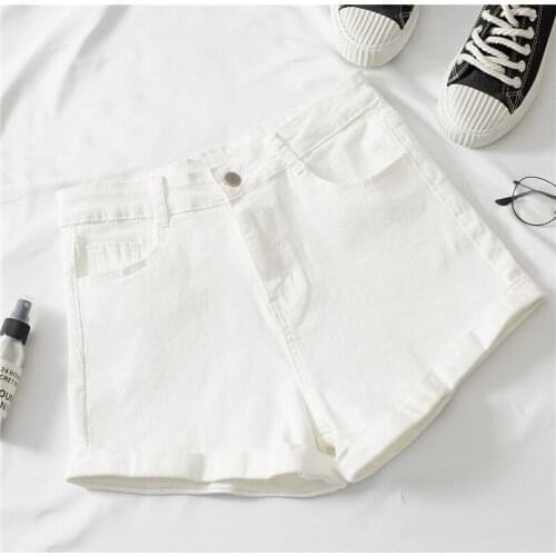 2021 Summer White Shorts Feans Feminino High Waist Straight Leg Losse Stretch Cotton Casual Korean Fashion Denim Womens Shorts