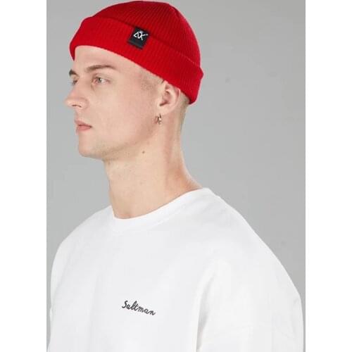 2020 Winter Beanie ADK Label Skullcap Soft Bonnet Quality Slouchy Retro Gorros Short Fold Ribbed Hats Knitted Breathable Beanie