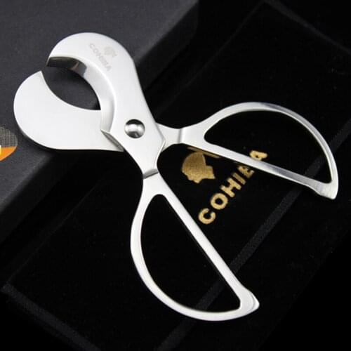 1pcs Double Blades Stainless Steel Silver Cigar Cutter Pocket Gadgets Zigarre Cutter Knife Cuban Cigars Scissors