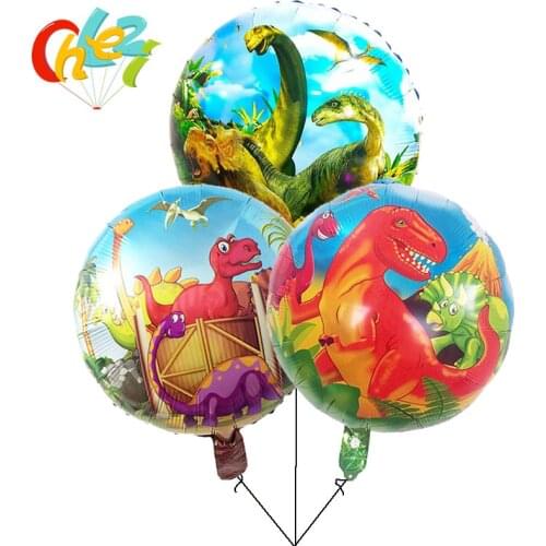 10pcs 18inch Dinosaur Party Birthday Party Decorations Kids Baloons tyrannosaurus Fiesta Round Dinosaur Decoration Baby Shower