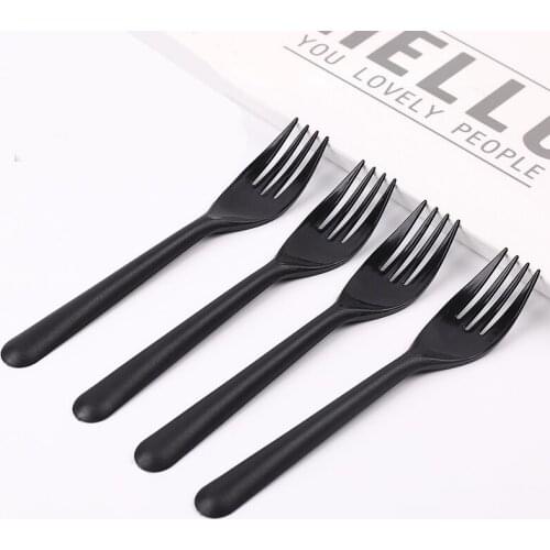 100pcs Disposable Fork Takeaway Packaging Plastic Fork Pasta Fork Fruit Fork Individually Packed Thick Four-tooth Fork