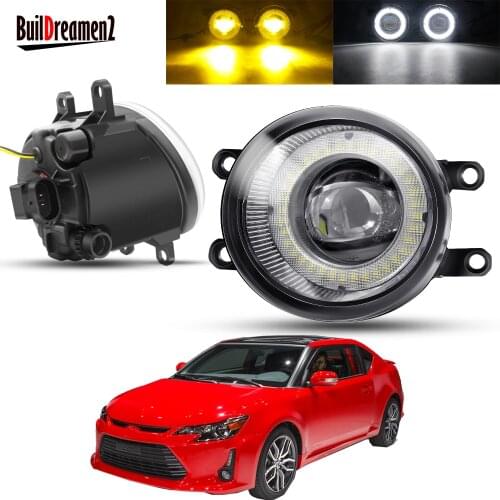 2 X Angel Eye Fog Light Assembly For Scion tC 2011 2012 2013 Car Front Bumper LED Lens Fog Daytime Running Lamp DRL 30W 12V