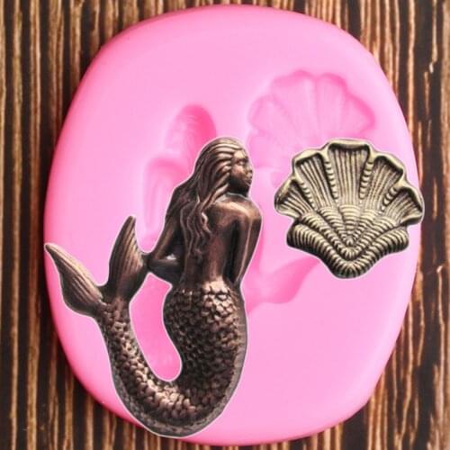 3D Mermaid Shell Silicone Molds DIY Party Fondant Cake Decorating Tools Polymer Clay Candy Chocolate Gumpaste Moulds