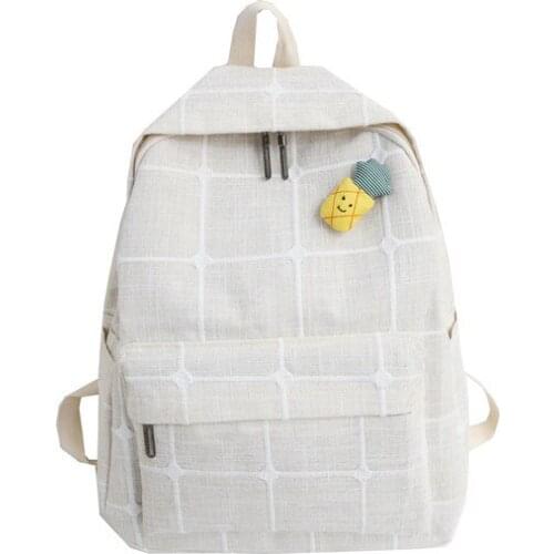4PCS / LOT Korean Style Backpack for Teenage Girls Middle School Bag Vintage Plaid Backpack Female Rucksack Sac a dos