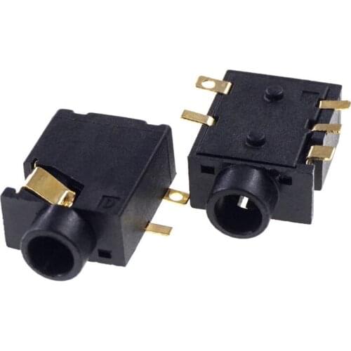 50pcs TRS 3.5 mm audio Jack Connector Stereo SMD Horizontal 6 contact 3 Conductor 2 Inner Switches Cross Part SJ1-3515-SMT