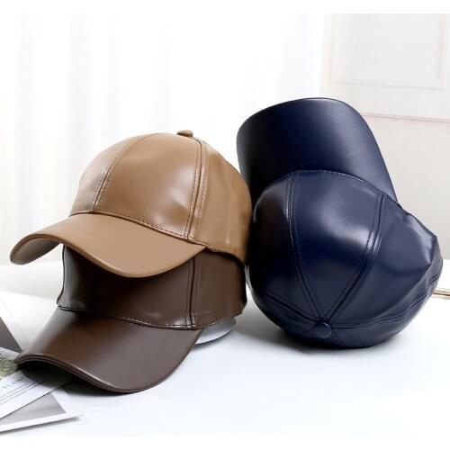 Adult faux leather baseball cap Outdoor casual Trucker snapback Sport hat Adjustable Fitted dad hats