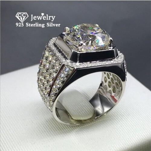 CC S925 Silver Men Ring Geometric Classic Design Wedding Rings Jewelry Engagement Party Trendy Bijoux Drop Shipping CC804