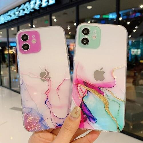 Ottwn Watercolor Texture Painting Phone Case For iPhone 12 Pro 11 Pro Max X XR XS Max 7 8 6s Plus SE 2020 Clear Soft TPU Cover