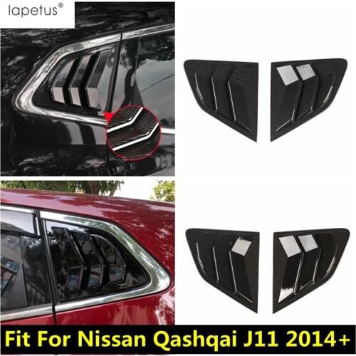 Lapetus Rear Window Louver Shutter Decoration Cover Trim Plastic Black / Carbon Fiber Look For Nissan Qashqai J11 2014 - 2020