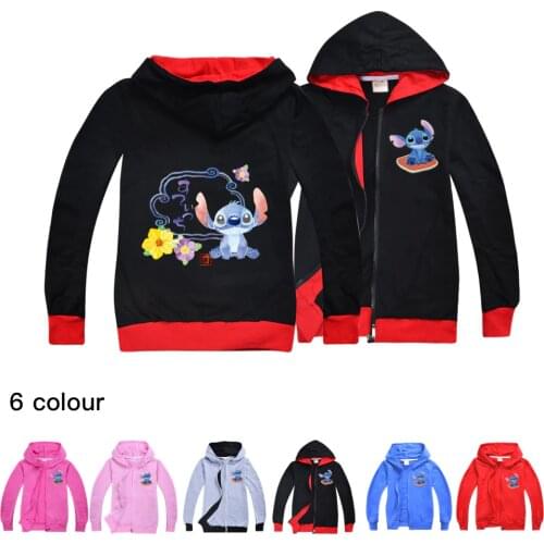 STITCH Cartoon Hoodies Children Boys Girls Sweatshirt Autumn Winter Baby Tops Fashion Casual Zipper Coat Costume