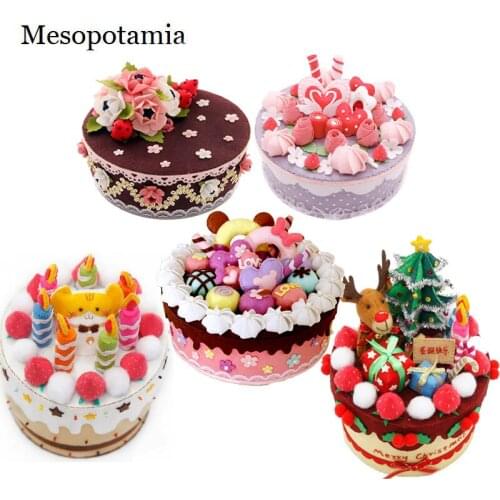 DIY Non-Woven Fabric Gift Birthday Cake Storage Box Non Woven Cloth Material Package EVA Decoration Crafts Pirate Owl Pendant
