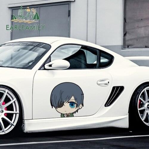 EARLFAMILY 43cm x 42.3cm Black Butler Stickers Car Body for Window Bumper Trunk Sticker Vinyl Decal JDM Car Warp Accessories