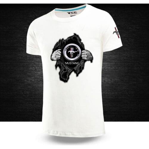 2021 NEW Summer Men Mustang Car Logo Tees Customize Male Mans Cotton Hip Hop College Print Tops Short Sleeves T shirt
