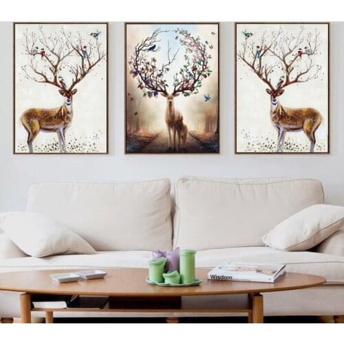 No frame europe cartoon deer animal canvas printings oil painting printed on canvas modern home wall art decoration picture