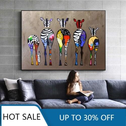 Canvas Paintings Abstract Zebra On The Wall Colorful Animals Art Prints African Animals Art Pictures For Living Room Home Decor