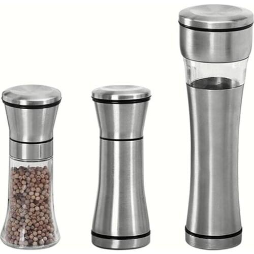 Salt Pepper Grinder Salt Pepper Mill Manual Food Herb Grinders Spice Jar Containers Portable Kitchen Gadgets Spice Bottles Glass