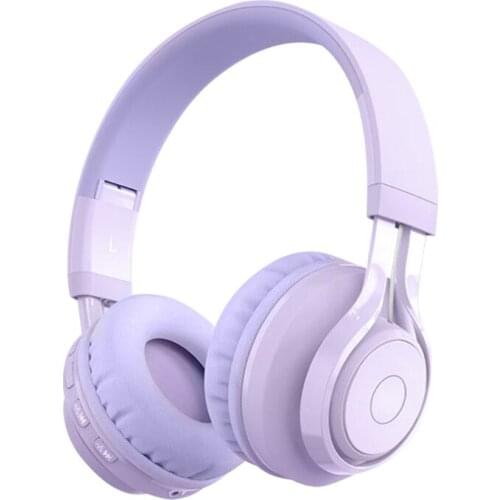 Apricot /Pink /Purple Metal Kids Headphones Blue-tooth Wireless Volume Limited