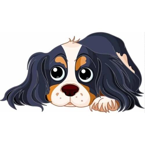 Cute Naughty Spaniel Dog Motorcycle Car Stickers Creative Decal Vinyl Material Decals Occlusion Scratch Decoration