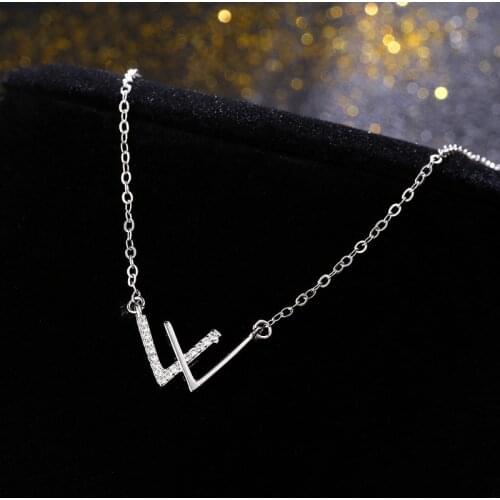 Fashion Silver Women Necklace Letter W Crystal Diomand Necklaces Pendant Charm Statement Chain Wedding Party Jewelry Gift
