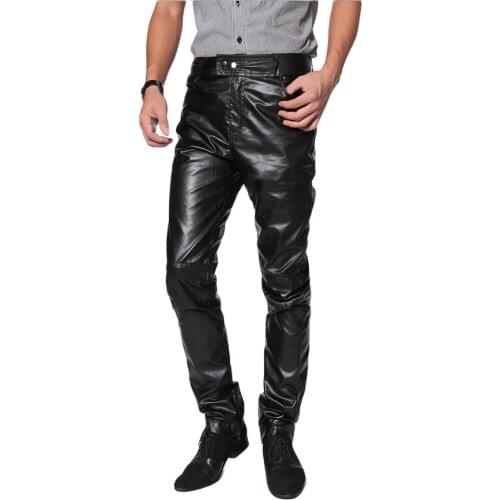 Mens leather pants casual style pants for men Fashion winter mens clothes pantalon homme plus size mens clothing male
