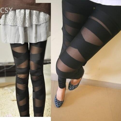 MwOiiOwM Women Ripped Torn Cut-out Slash Sexy Stretch Skinny Pants Bandage Bodycon Leggings Jeggings