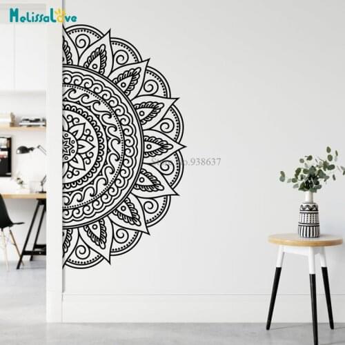 Half Mandala Pattern Zen Decor Indian Yoga Sticker Decal Wallpaper Self-adhesive Art Murals BA730-2