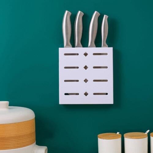 Wall-Mounted Adhesive Drain Knife Rack Holder Storage Container Cutlery Organizer for Kitchen
