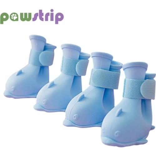 4Pcs/set Pet Dog Rain Shoes Anti Slip Waterproof Rubber Shoes for Small Dogs Cat Portable Booties Rainy Days Appear Pet Supplies