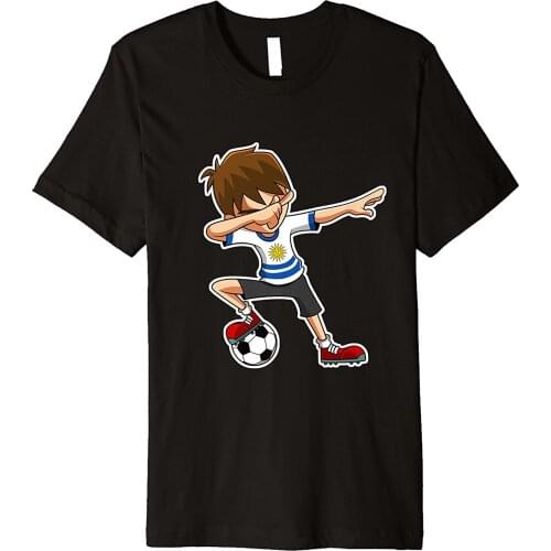 New Casual MenS Streetwear Short Sleeve T Shirts Dabbing Soccerer Boy Jersey Shirt, Uruguay Flag Footballer Cute T Shirts