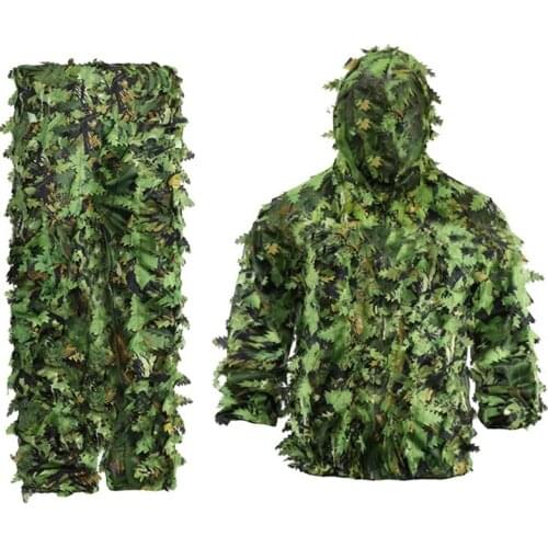 New-Sticky Flower Bionic Leaves Camouflage Suit Hunting Ghillie Suit Woodland Camouflage Universal Camo Set