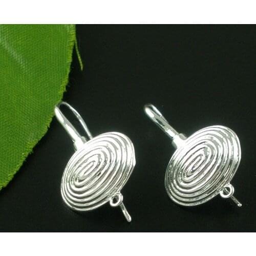 DoreenBeads 5 Pairs Silver color Shell Charm Ear Hooks 30x16mm Nickel FREE