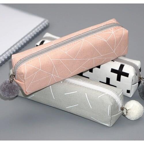 1PCS Concise Solid Color Girls Student Pencil Case School Pencil Cases For Girl Stationery Canvas Pencil Bag Free Shiping