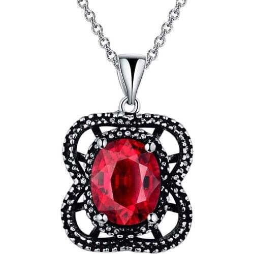 Wholesale Silver Plated Charm Jewelrys Necklace,free Shipping Fashion Fashion Jewelry Pendant Retro Red Stone AN999