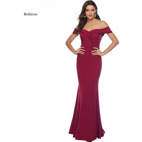 Sexy Women Off Shoulder Dress Maxi Party Long Dress Solid Pink Black V-Neck Dress Party Bridesmaids Infinity Robe Longue Femme