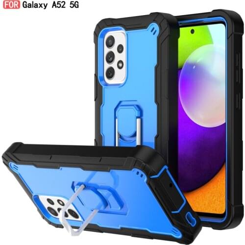 Shockproof Rugged Armor Phone Case For Samsung Galaxy A02S A12 A52 A72 A32 5G S20 FE Metal Ring Stand Bracket Protective Cover