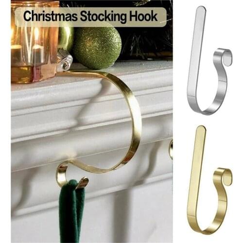 Christmas Sock Hanger Hook Metal Mantel Rack Hanger Shelf Fireplace Wreath Handle Set Hooks Hanging Kitchen Home Organizer