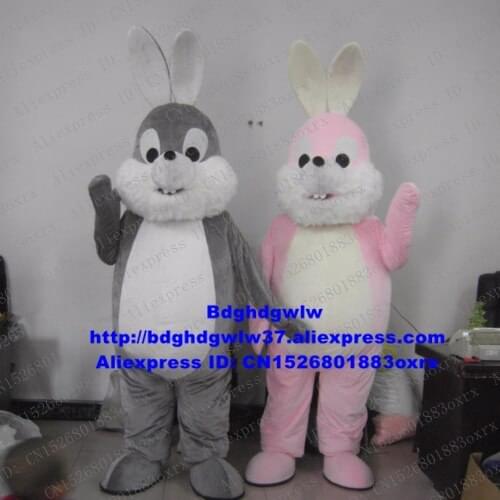 Grey Pink Easter Bunny Osterhase Rabbit Hare Mascot Costume Adult Cartoon Character Artist Program Artistic Performance zx2471