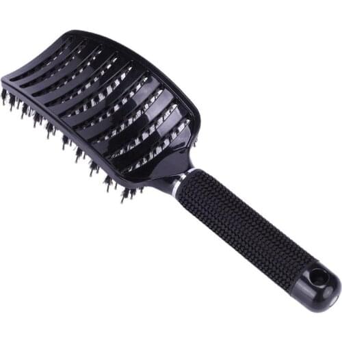 Hair Styling Brush Detangle Brush Salon Hairdressing Straight Curly Hair Comb Hair Brush Anti-static 9 Rows Wheat Straw