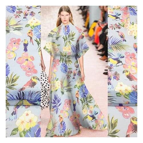 Bird language floral fragrance digital printing silk georgette fabric high fashion dress fabric spring and summer customization