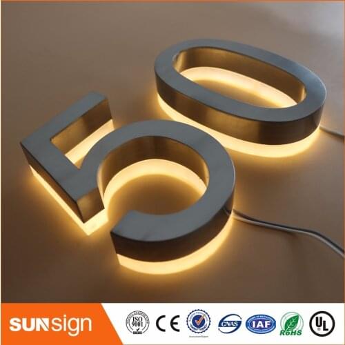 H 20cm Warm white Led Light Outdoor Stainless Steel LED Doorplate Lamp House Number &letters Light Apartment Number Light