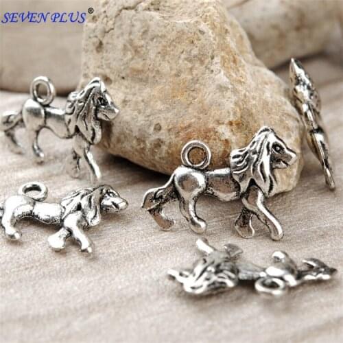 High Quality 20 Pieces/Lot 20mm*14mm Antique Silver Plated Or Antique Bronze Animal Charms Double-sided 3D Lions Charms