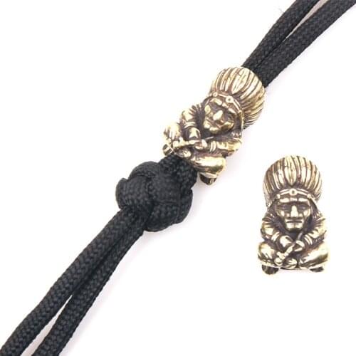 1PC Brass Indians Knife Beads Lanyard Pendant Umbrella Rope Fall DIY Handmade Accessories Paracord Beads EDC Outdoor Tools