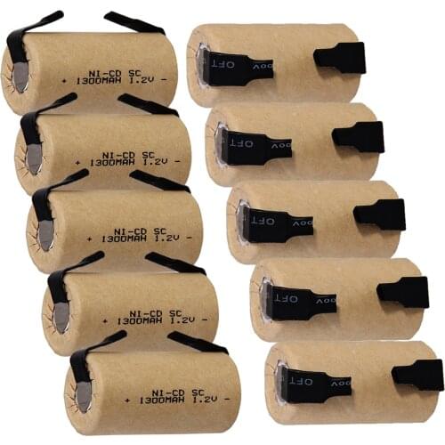 10 pcs power tool battery SC 1.2V NICD batteries SUBC for screwdriver drills 1300mah EUROPE SPAIN FRANCE RUSSIA fast delivery