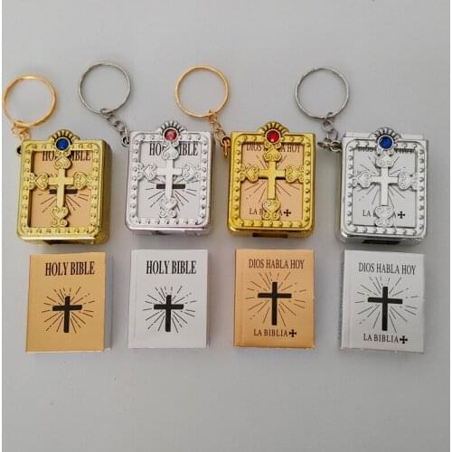 10 Pieces Gold Silver Mini English Holy Bible Cross Book Spanish Dios Habla Hoy For Baptism and First Communion Party Small Gift