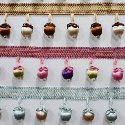 12yard/lot Ball Beaded Tassels Hanging Curtain Lace Trim Diy Sewing Trimmings Fringes Home Textile Decor Pompon Gland Soie